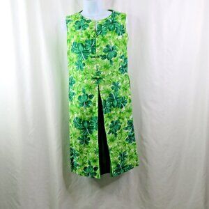 Royal Hawaiian Dress Vintage Sheath Size S? MuuMuu FLAW Green Floral Made Hawaii